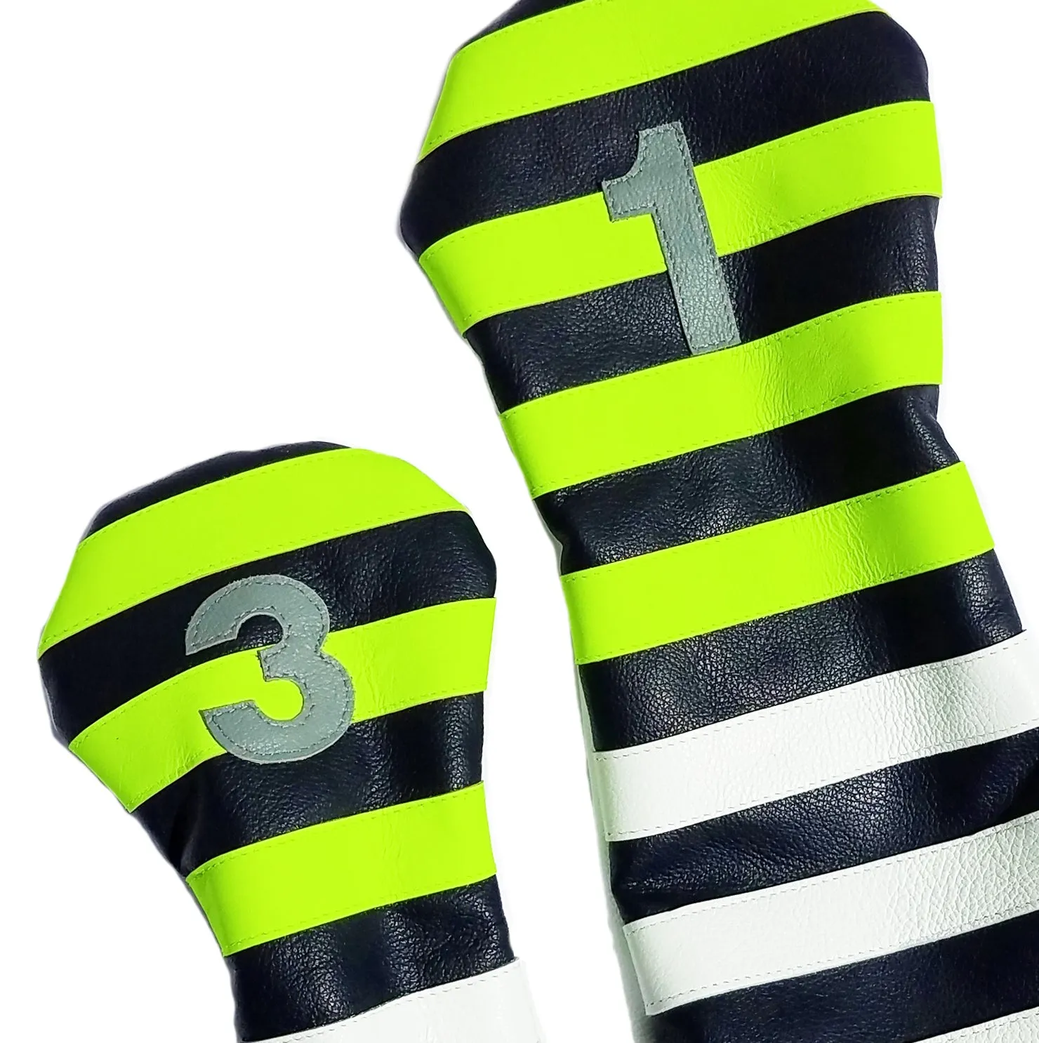 Pair of Neon Yellow Rugby Stripe Headcovers