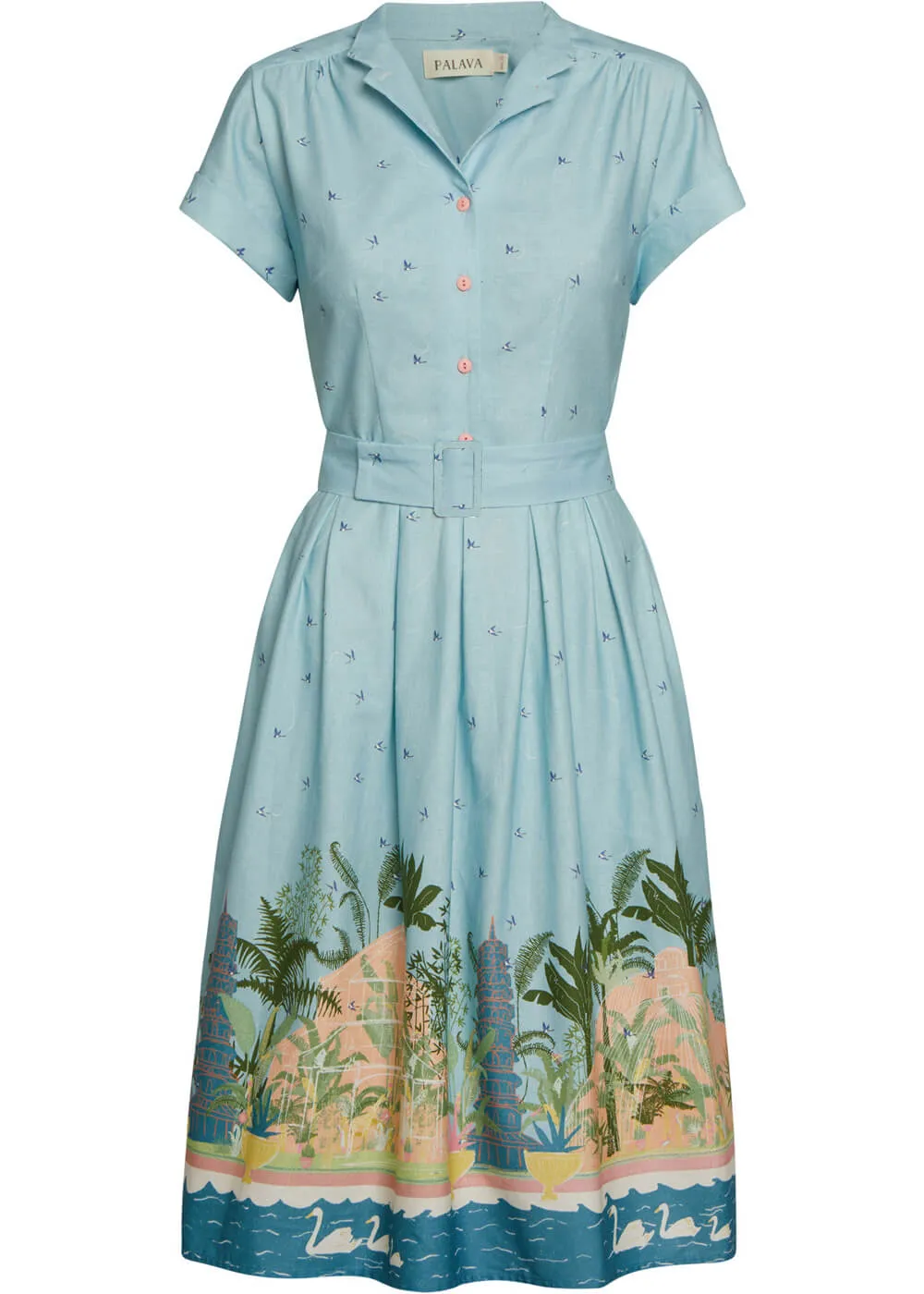 Palava Louise Kew Gardens 40's A-Line Dress Blue