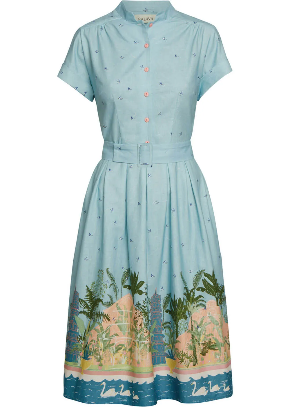 Palava Louise Kew Gardens 40's A-Line Dress Blue