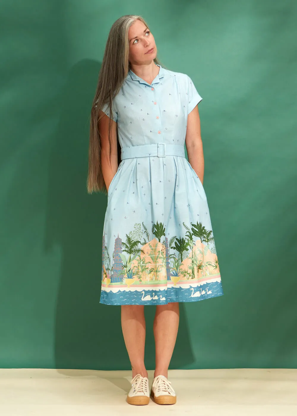 Palava Louise Kew Gardens 40's A-Line Dress Blue