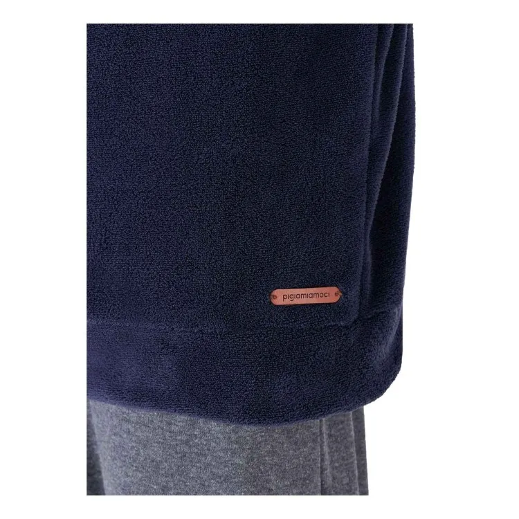 Pigiamiamoci 2832G Giacca Da Camera Uomo Coral Fleece Blu