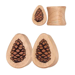 Pinecone Wood Teardrop Inlay Plugs