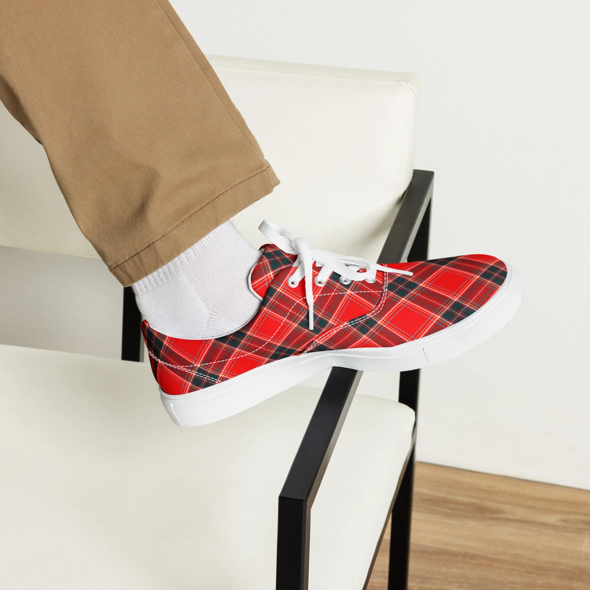 Plaid Men’s lace-up canvas shoes