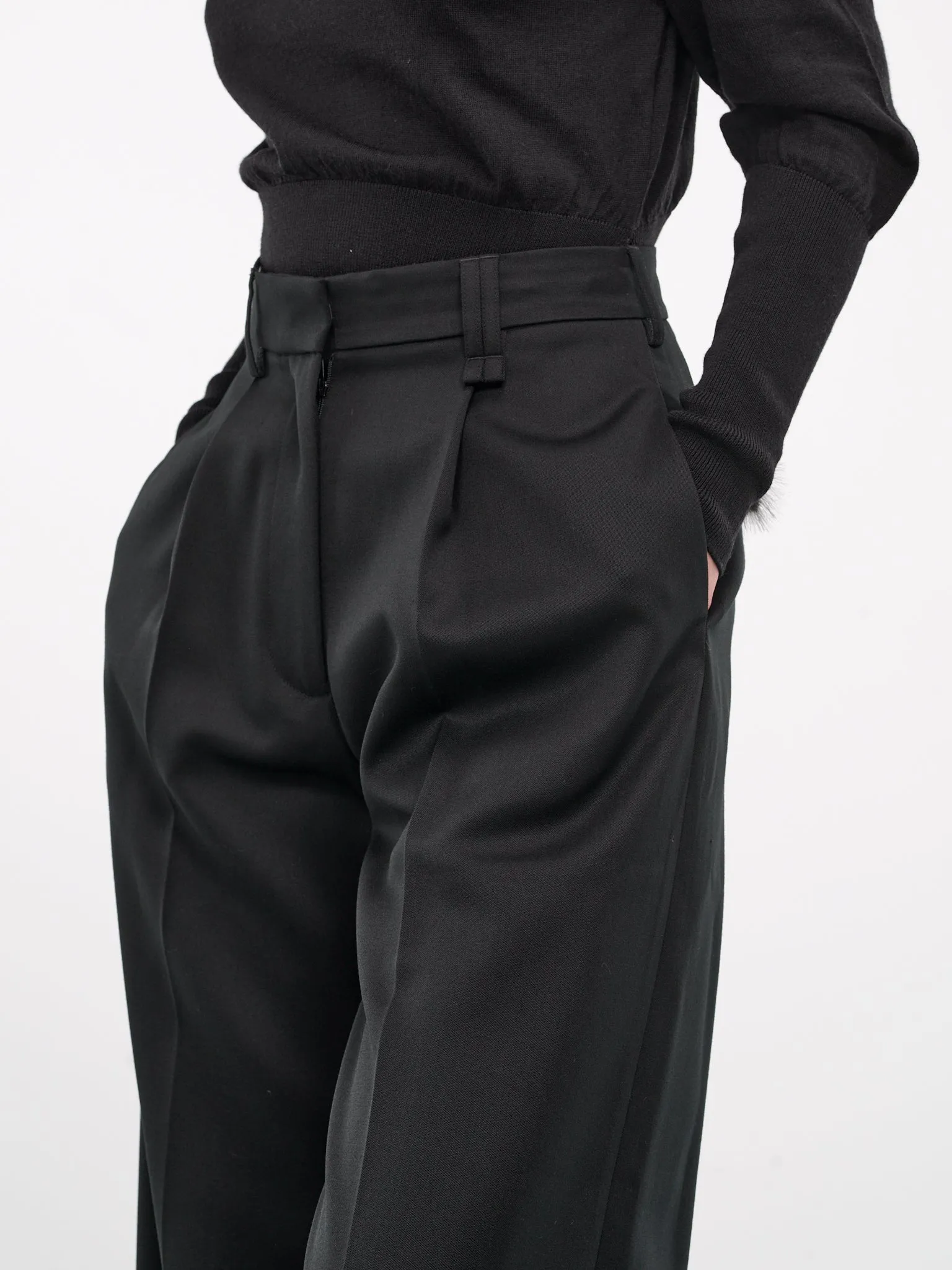 Pleated Wide Leg Trousers (4117F-0458-BLACK)