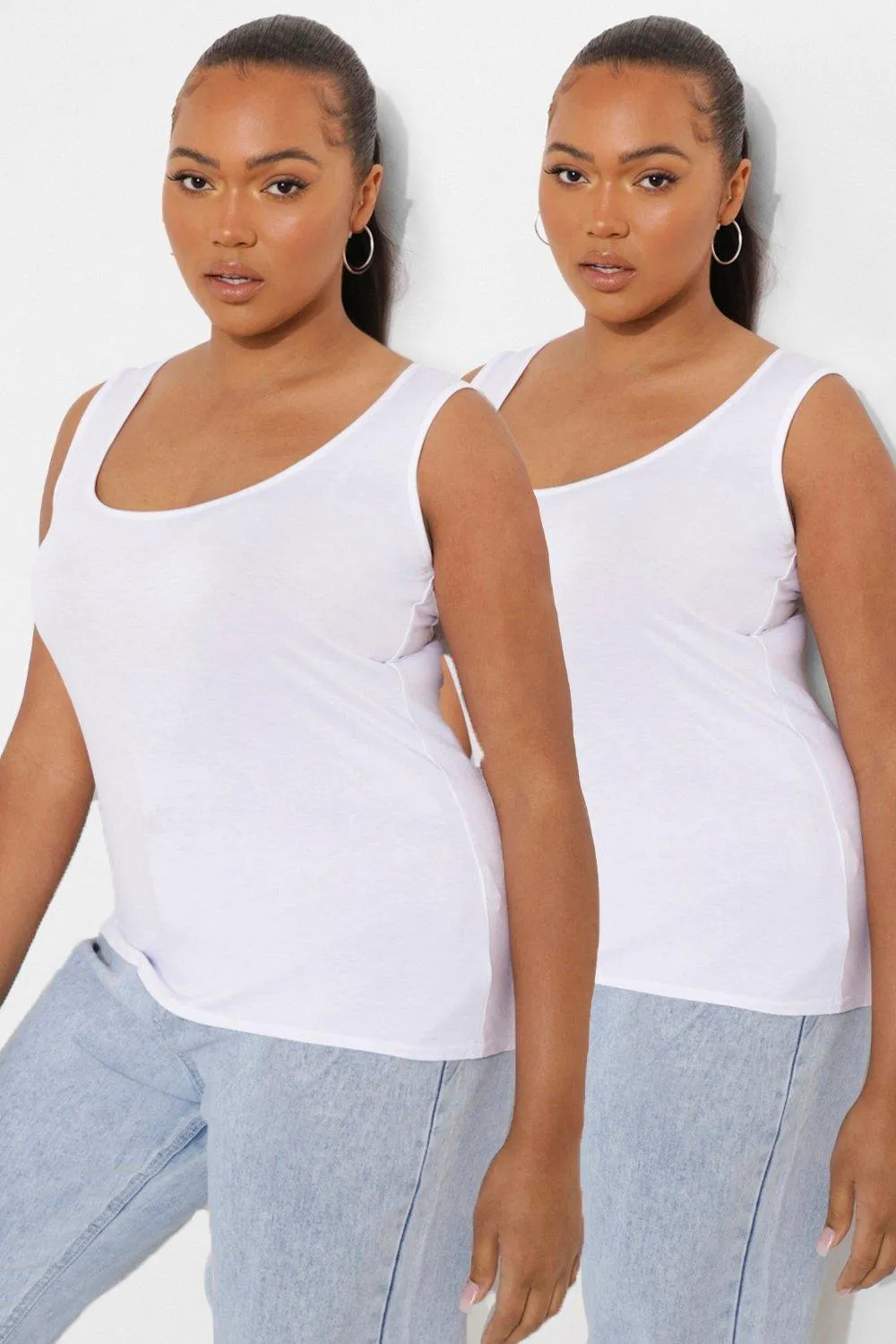 Plus 2 Pack Wide Strap Tank Tops