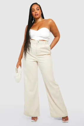 Plus Cord High Waisted Wide Leg Jeans