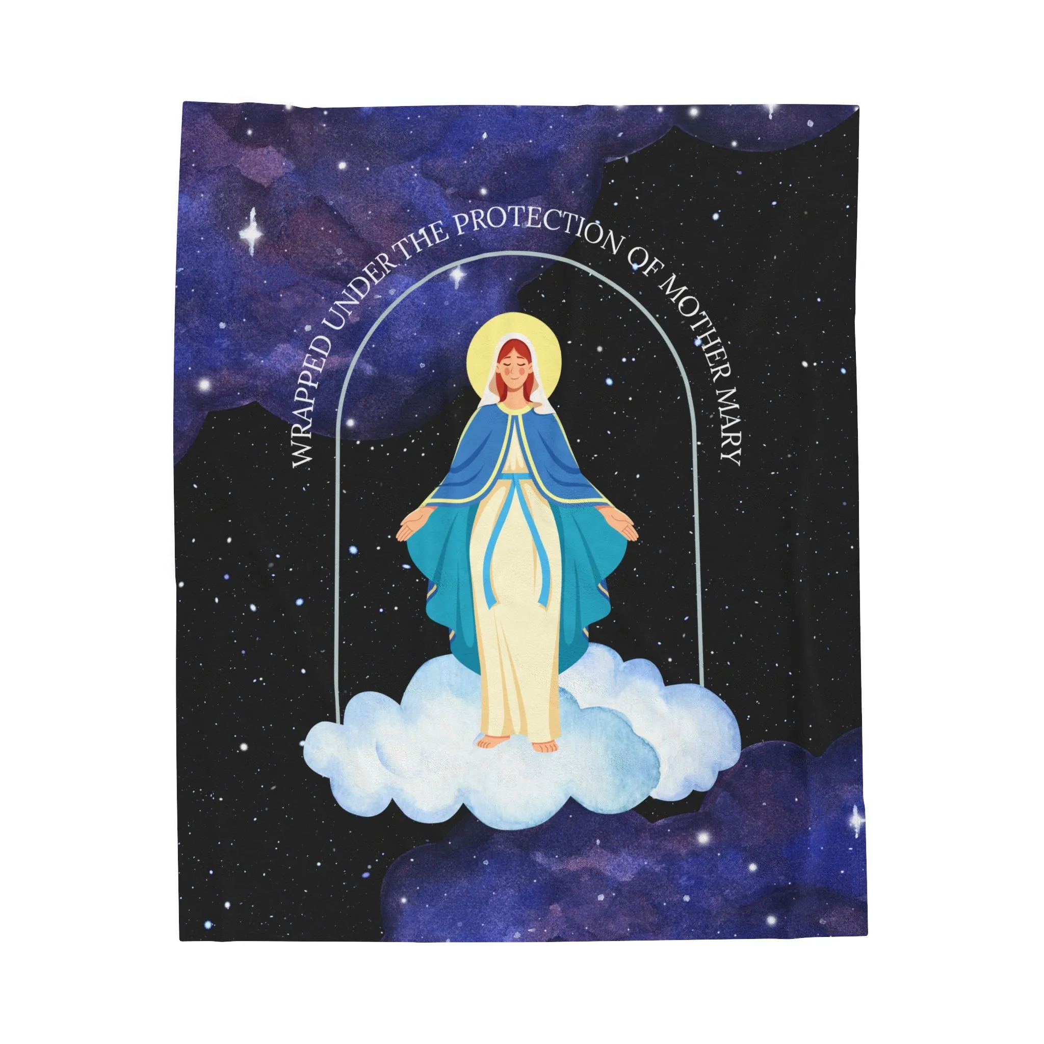 [PRE-ORDER] Mother Mary Fleece Throw Blanket - Blue (Personalisation Available)