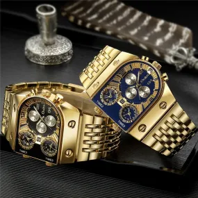 Quartz Watches Men Waterproof Wristwatch Luxury Gold Stainless Steel