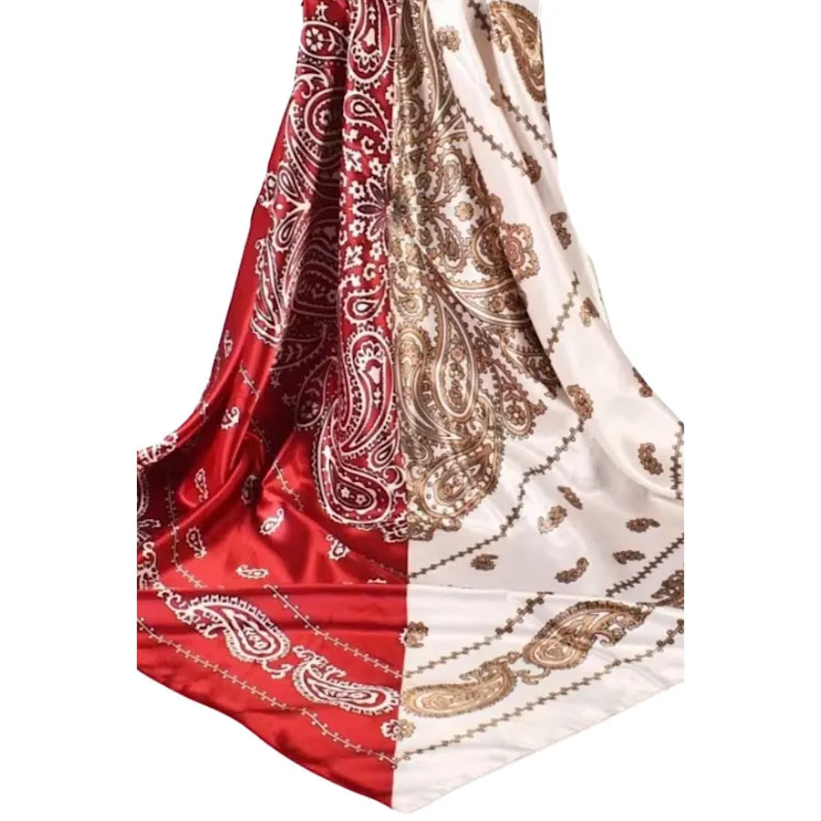 Red Brown Satin Bandana Scarf - ETA 4/25