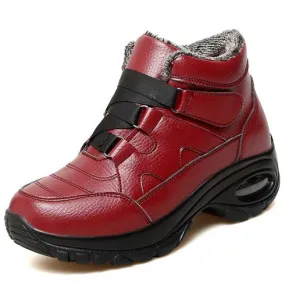 Red velcro thread accents winter double rocker bottom shoe boot