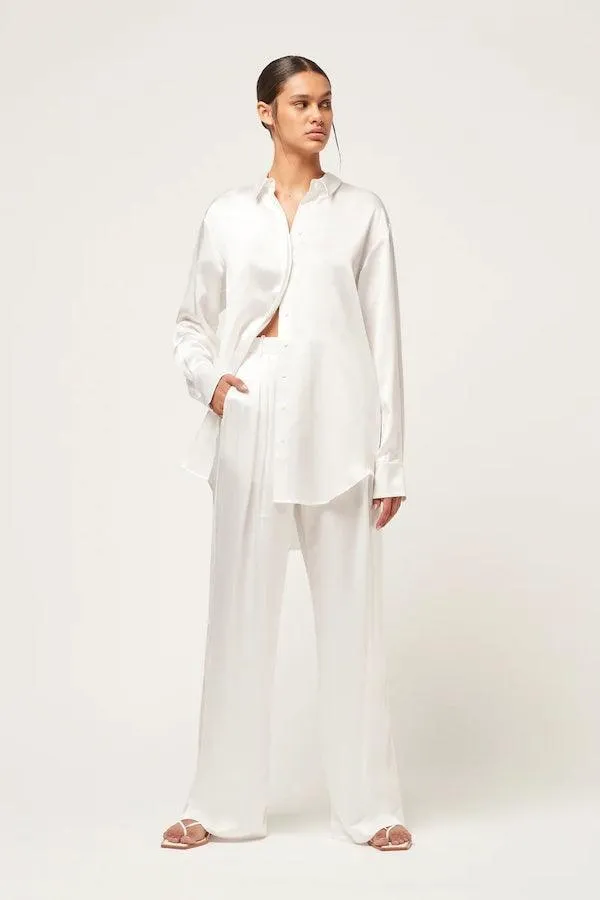 Relaxed Silk Boy Shirt White