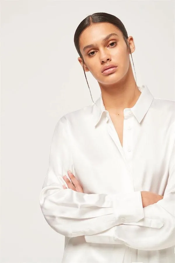 Relaxed Silk Boy Shirt White