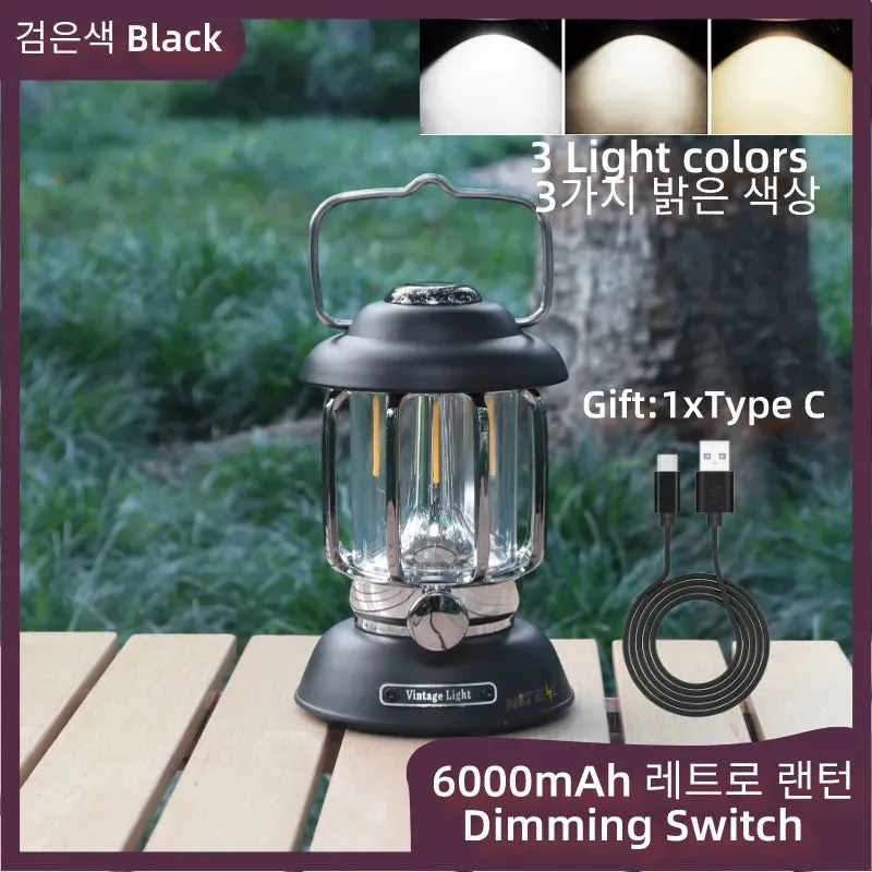 Retro Portable Camping Lantern 6000mAh Outdoor Kerosene