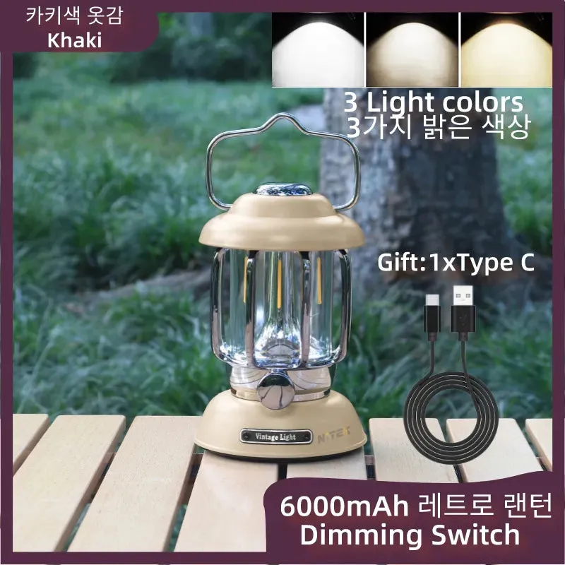 Retro Portable Camping Lantern 6000mAh Outdoor Kerosene