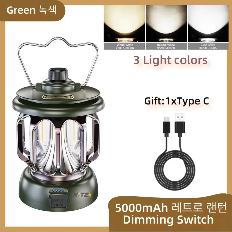 Retro Portable Camping Lantern 6000mAh Outdoor Kerosene