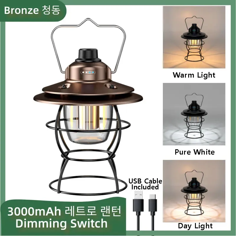 Retro Portable Camping Lantern 6000mAh Outdoor Kerosene