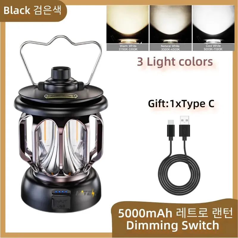 Retro Portable Camping Lantern 6000mAh Outdoor Kerosene