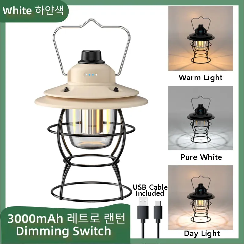 Retro Portable Camping Lantern 6000mAh Outdoor Kerosene