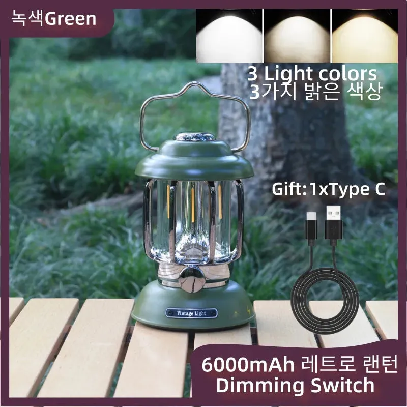 Retro Portable Camping Lantern 6000mAh Outdoor Kerosene