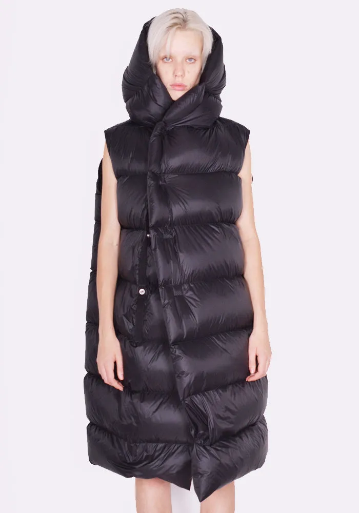 RICK OWENS WOMEN RP02C1914 NPD3 HOODED LINER COAT BLACK