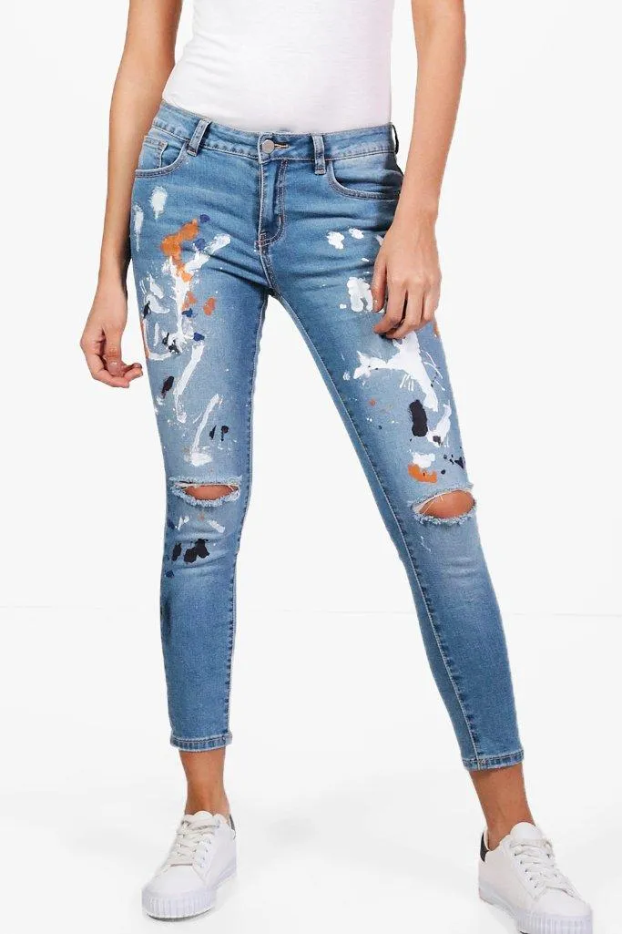 Romy Paint Splatter Skinny Jeans