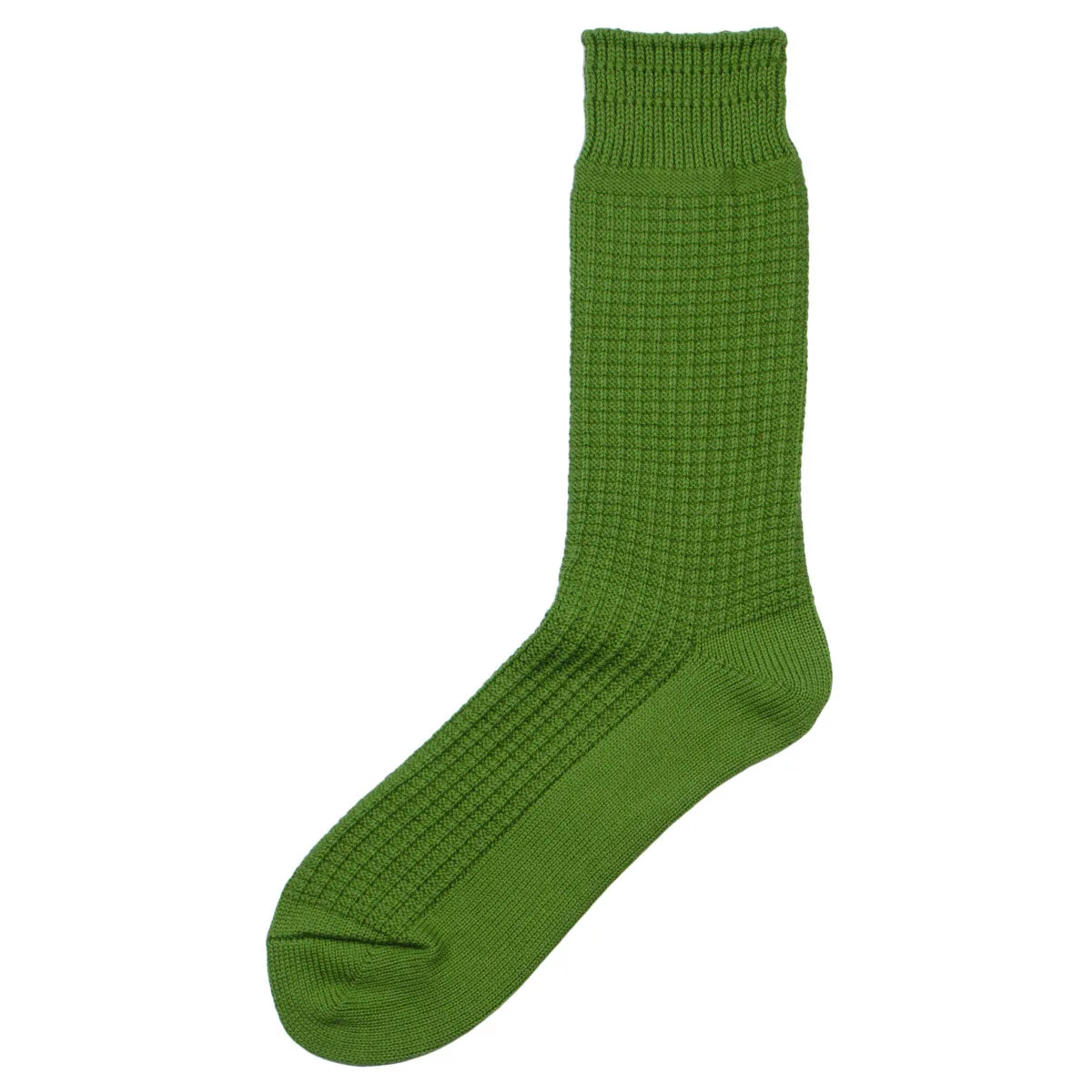 RoToTo - Cotton Waffle Crew Socks - Olive