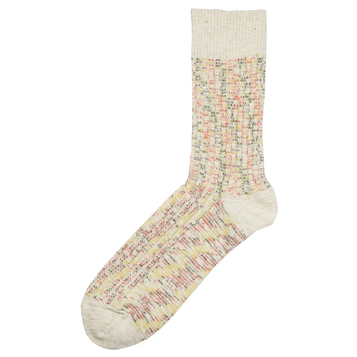 RoToTo - Kasuri Ribbed Crew Socks - Yellow / Red