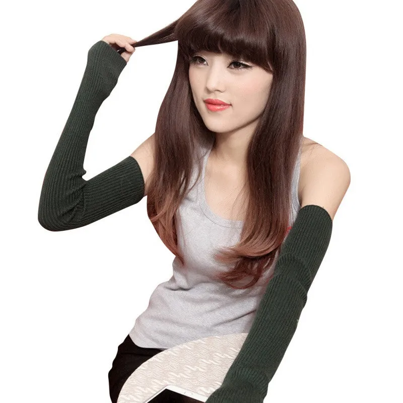 Sexy Lady Women Arm Long Half Fingerless Gloves Sleevelets Knitted Mittens Glove 13 Colors PY6 SM6