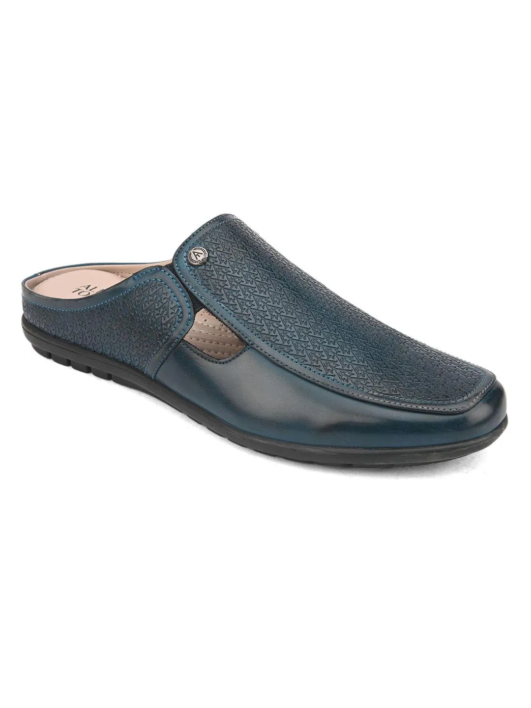 Solid Blue Ethnic mules for men