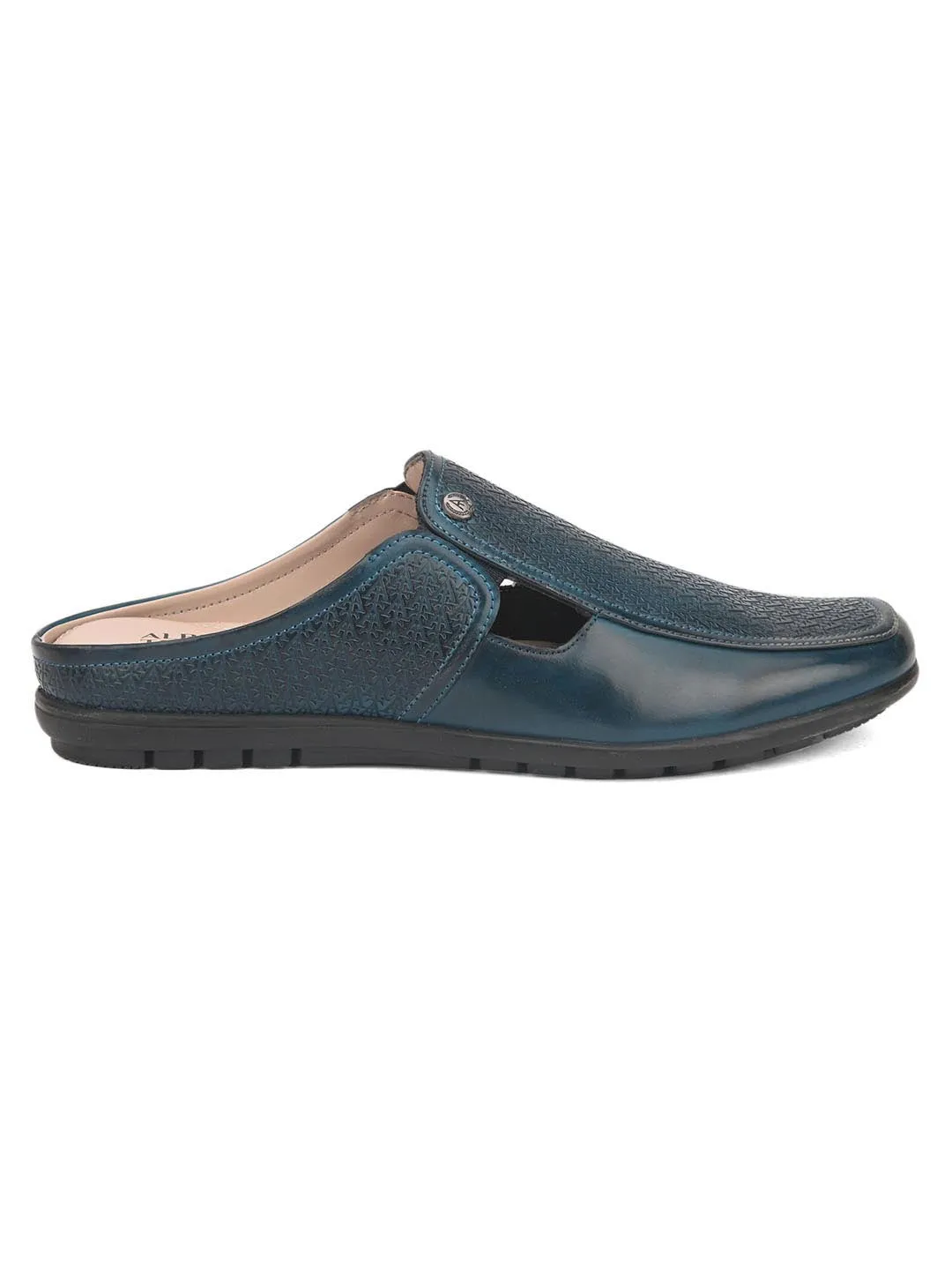 Solid Blue Ethnic mules for men