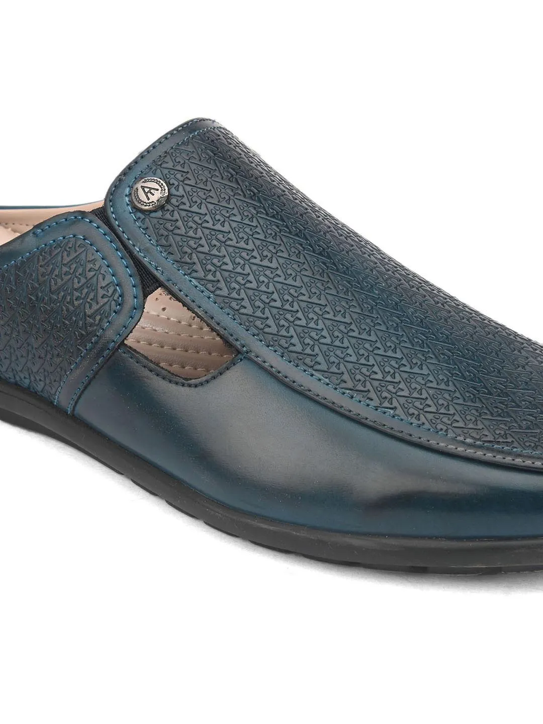 Solid Blue Ethnic mules for men