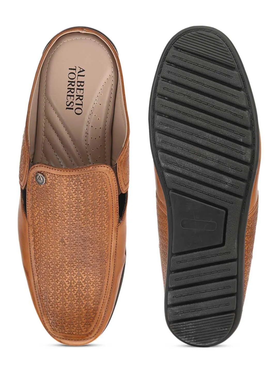 Solid Tan Ethnic mules for men