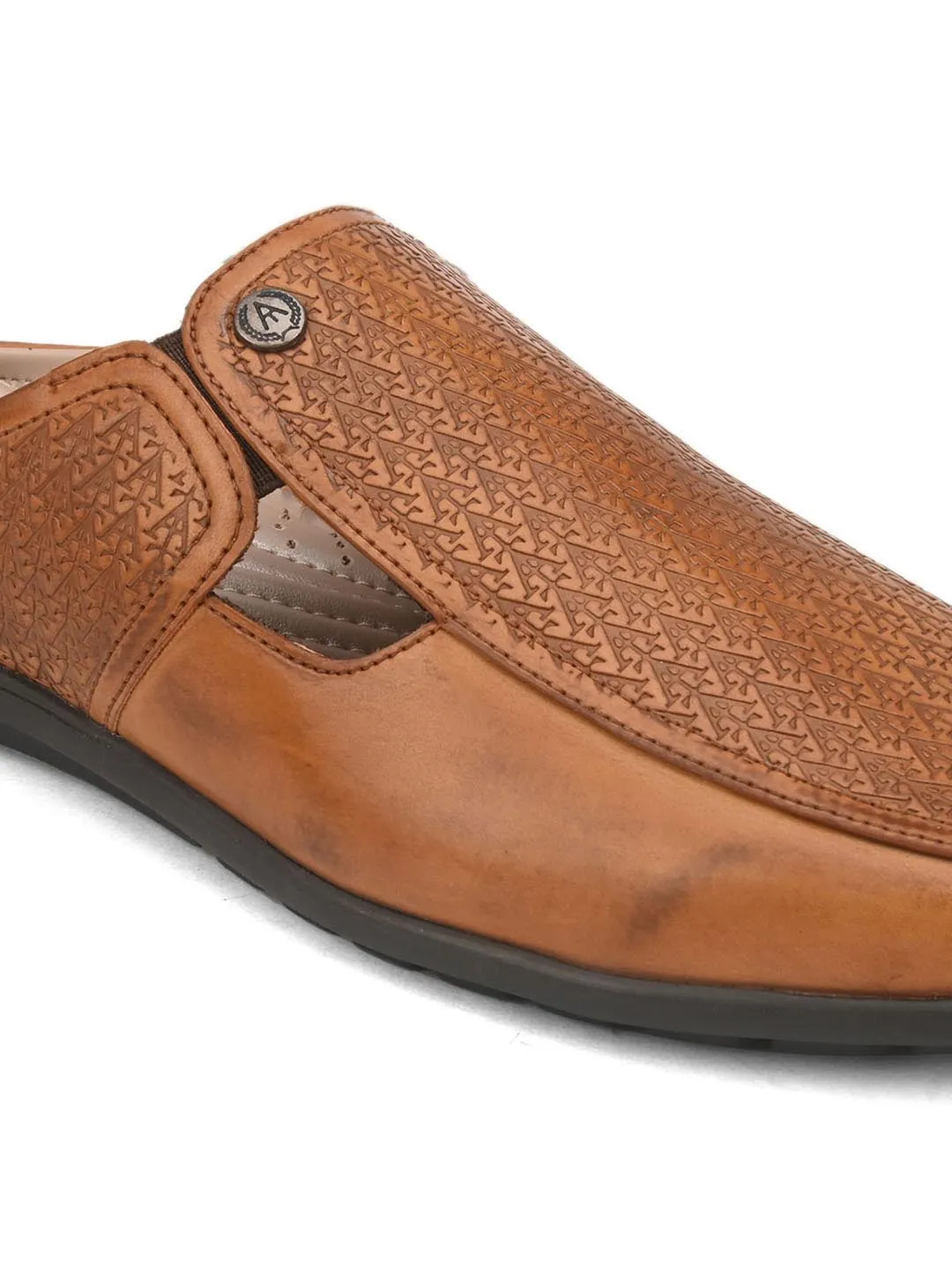 Solid Tan Ethnic mules for men