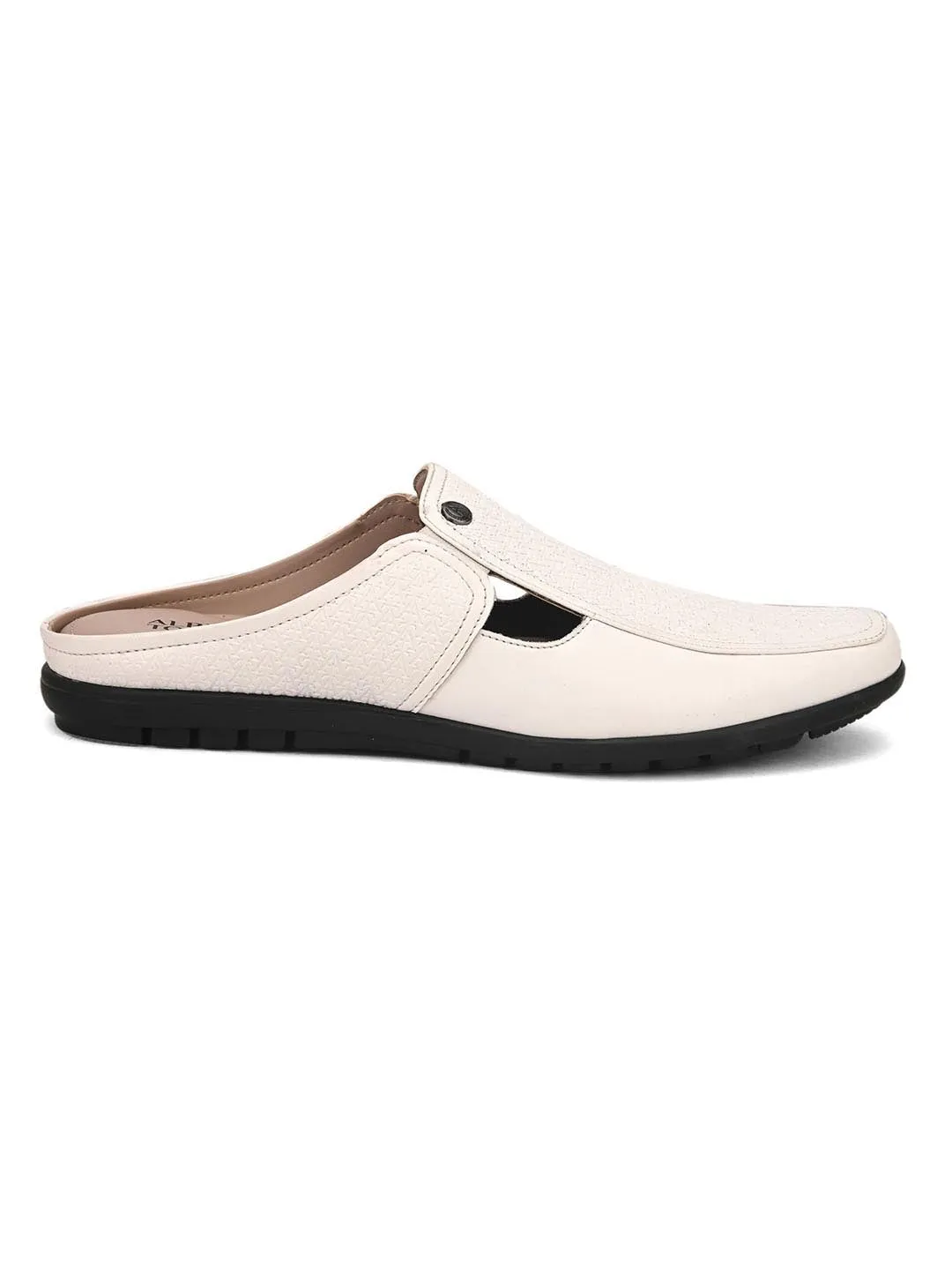 Solid White Ethnic mules for men