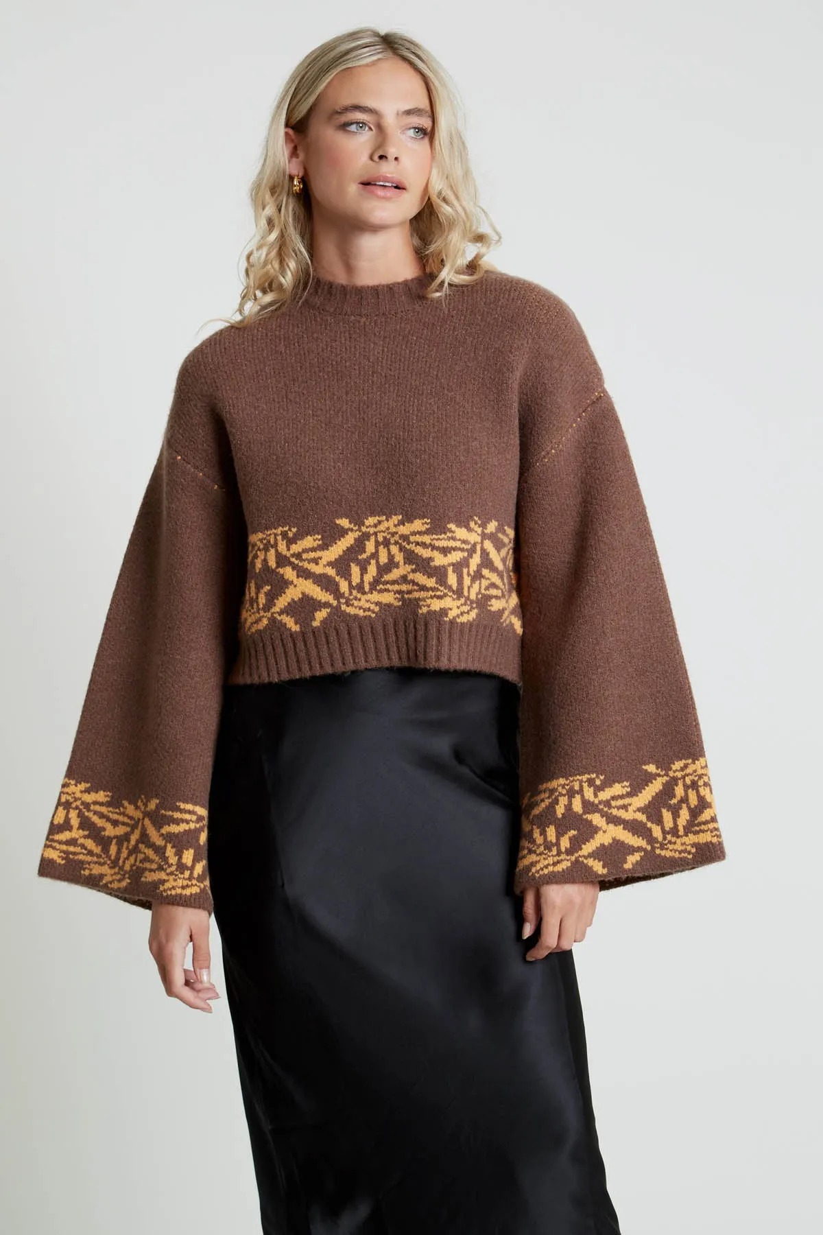 SOTO KNITTED BELL SLEEVE JUMPER IN FAIR ISLE