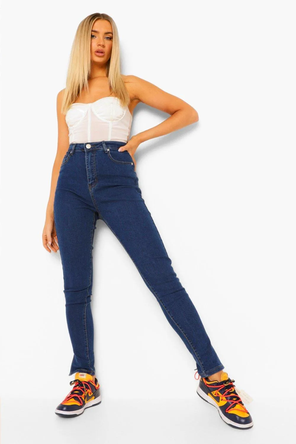 Split Hem High Waist Skinny Jeans