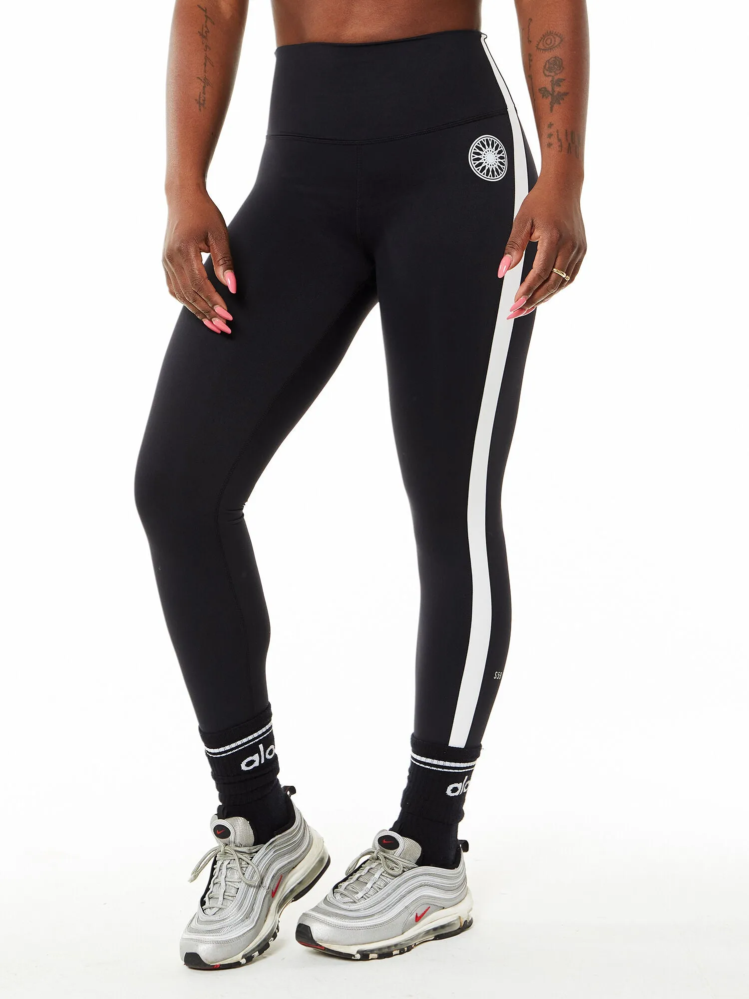 SPLITS59 | Clare High Waist Rigor 7/8 Legging | Black/White