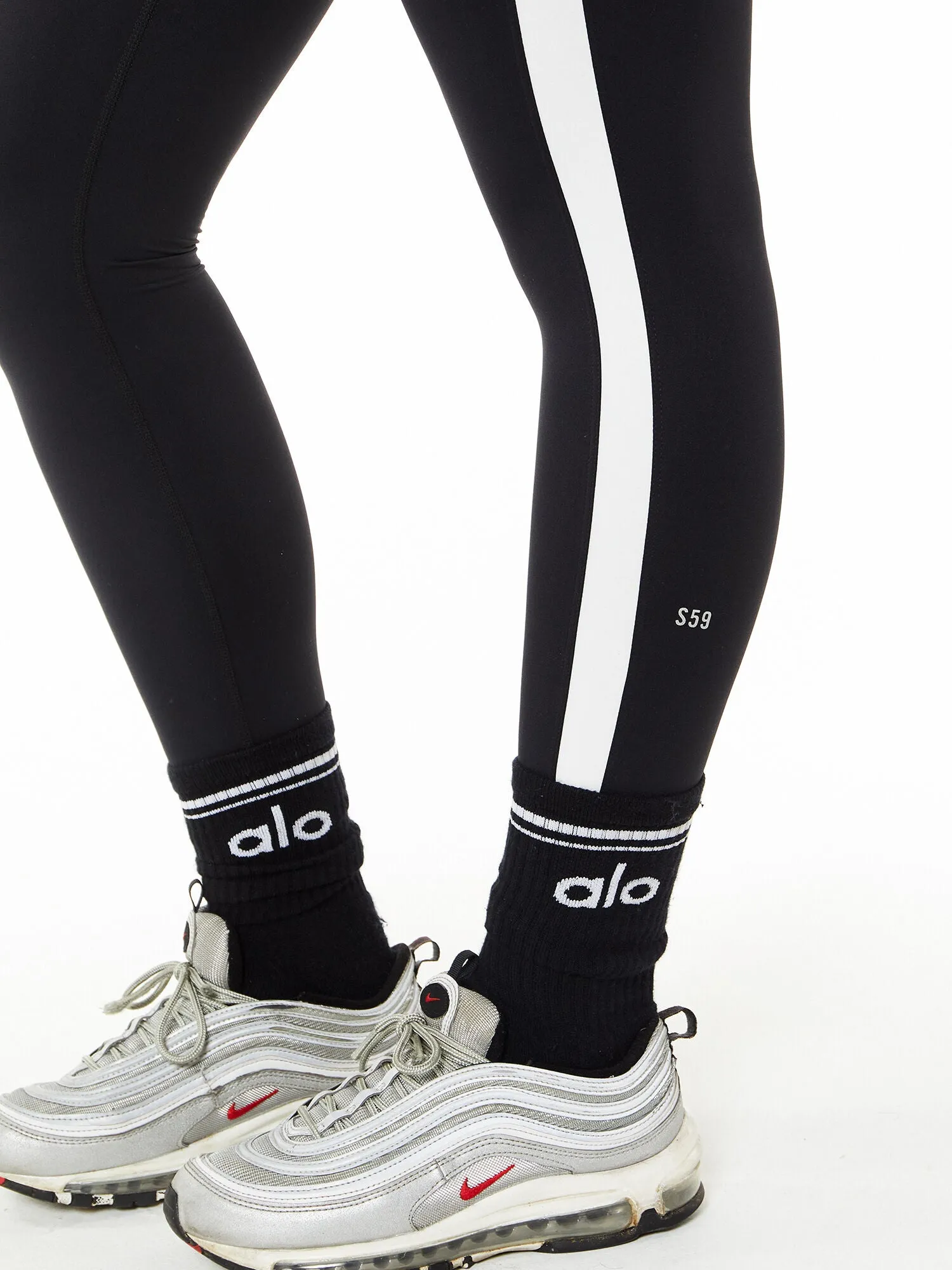 SPLITS59 | Clare High Waist Rigor 7/8 Legging | Black/White