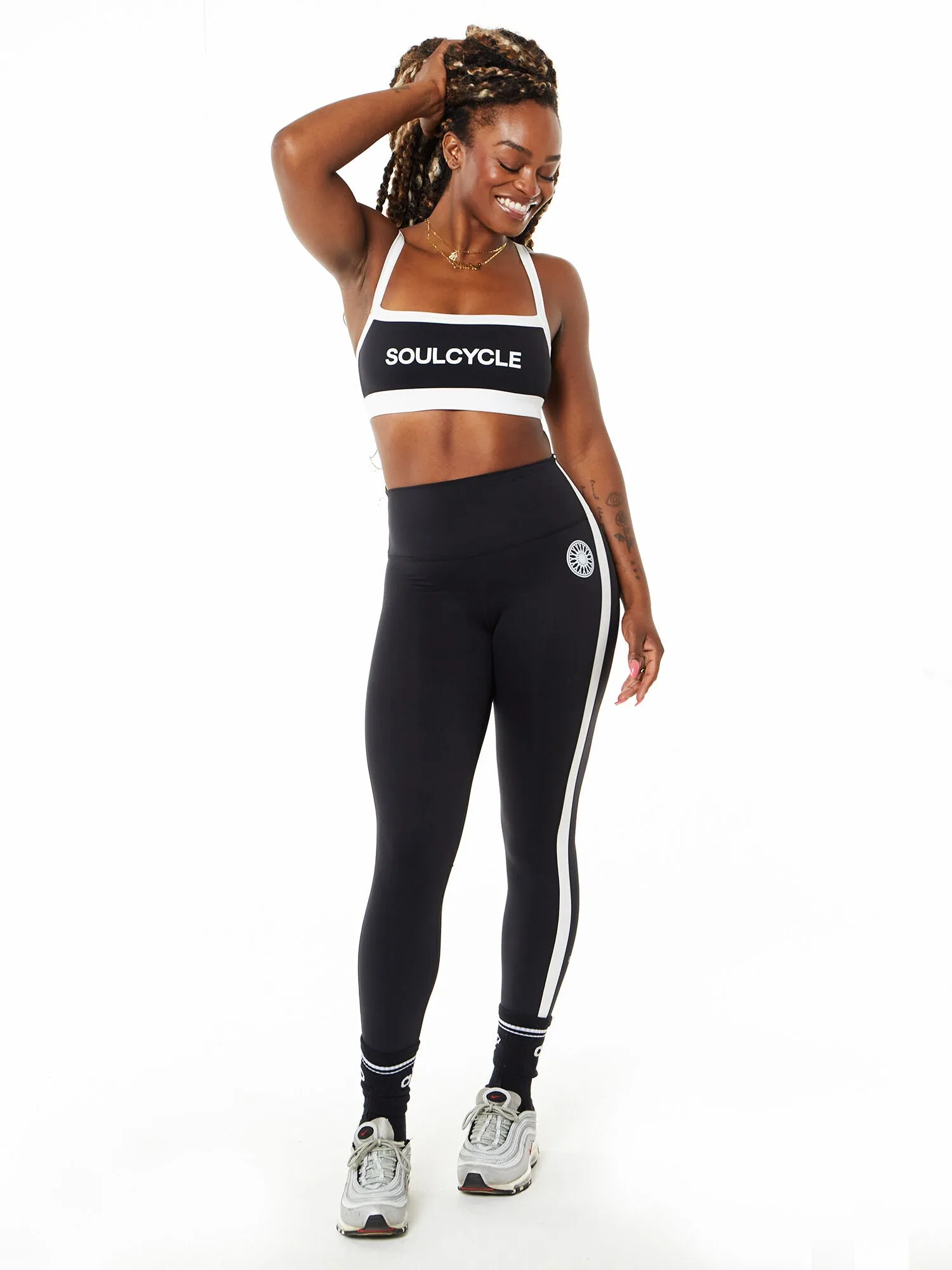 SPLITS59 | Clare High Waist Rigor 7/8 Legging | Black/White