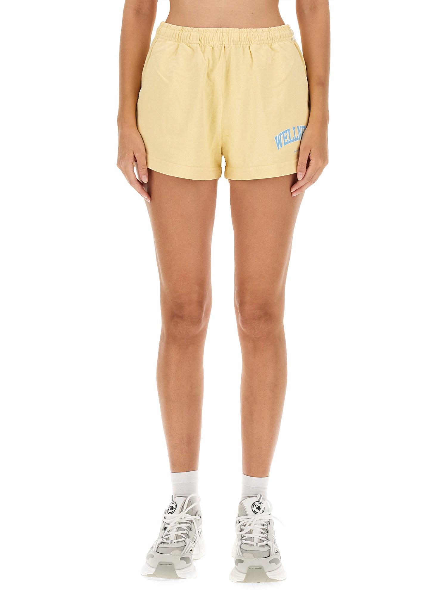 SPORTY&RICH    COTTON FLEECE SHORTS WITH LOGO