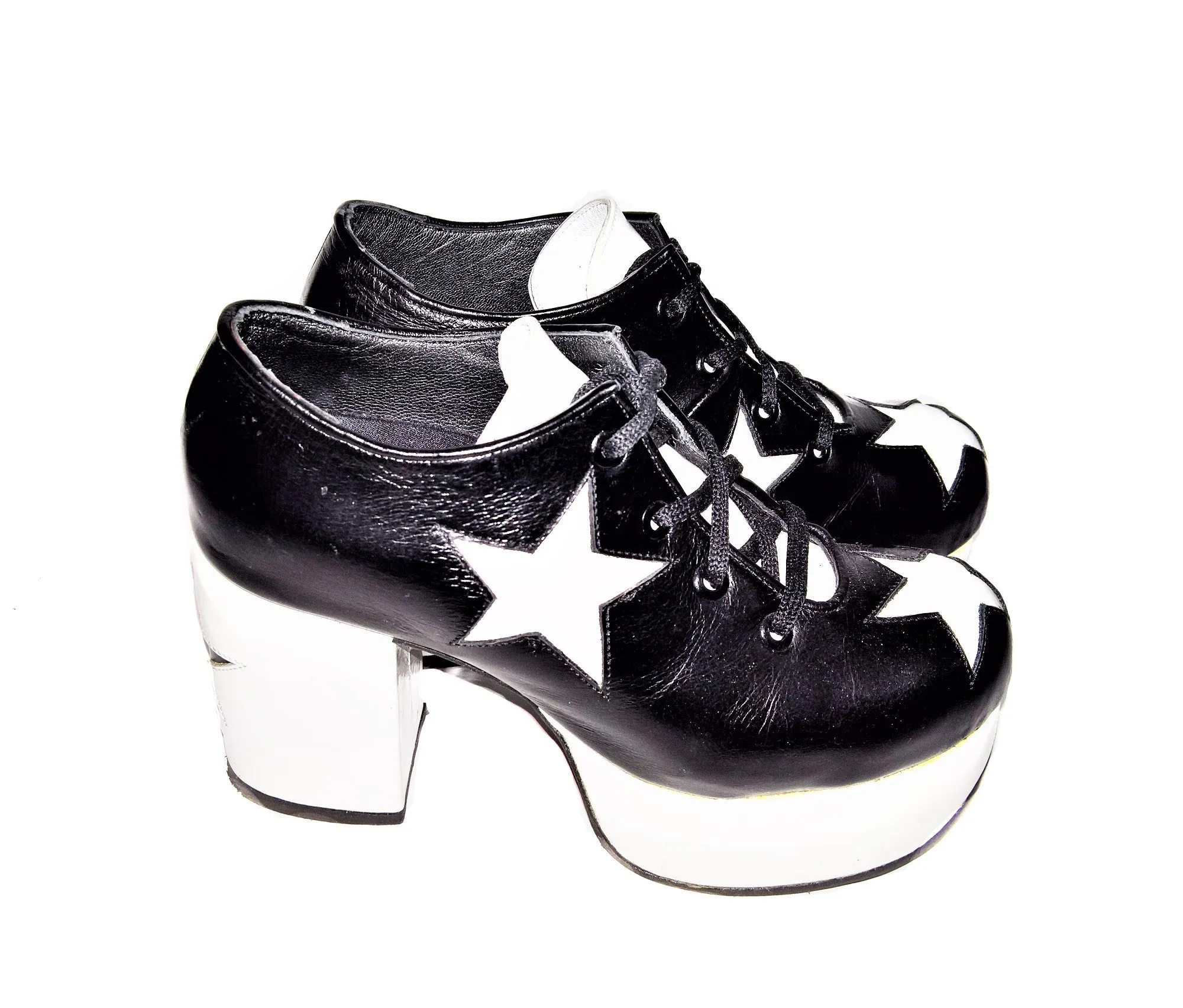 STARDUST Platform Shoes - Black with White Stars