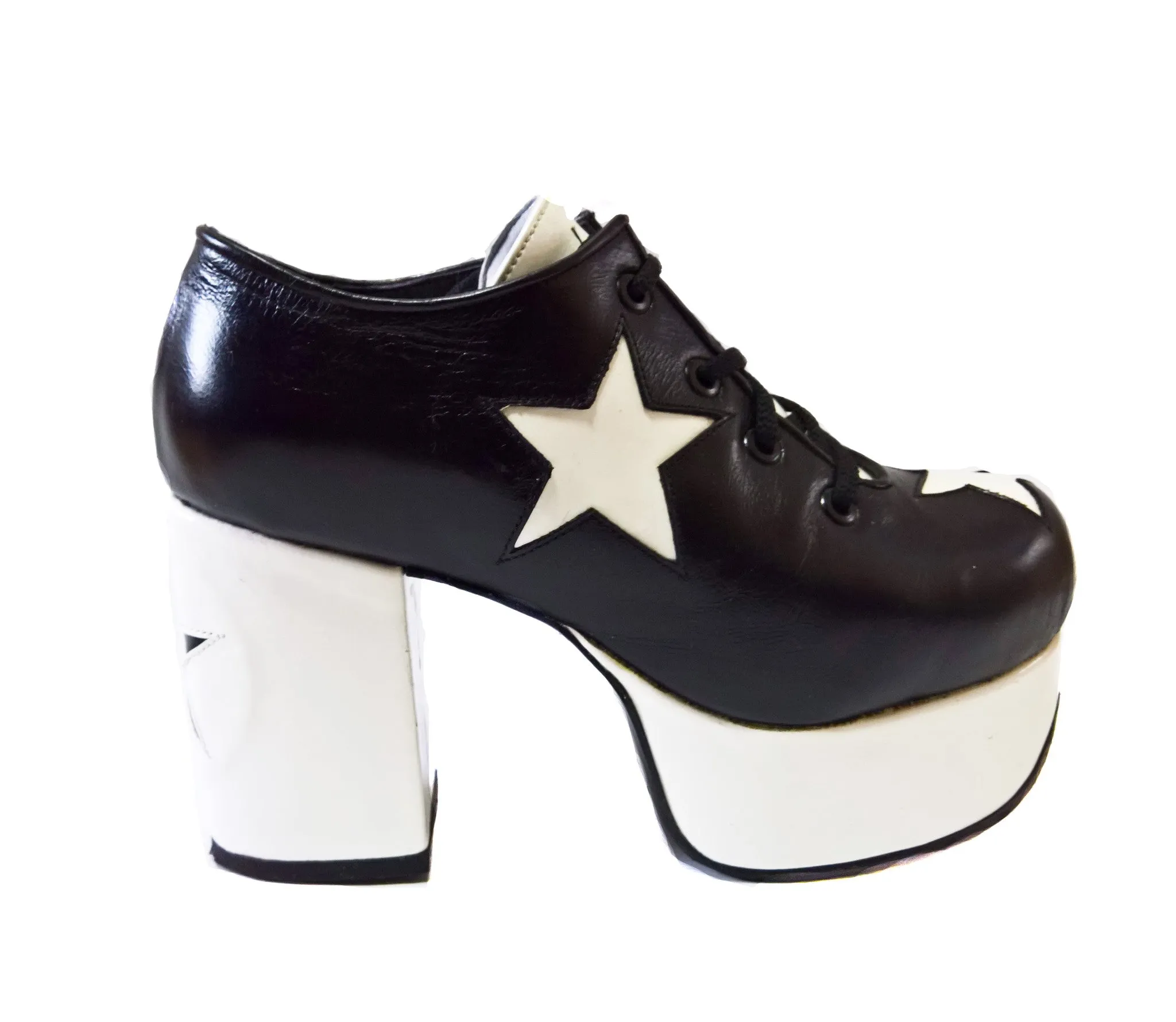 STARDUST Platform Shoes - Black with White Stars