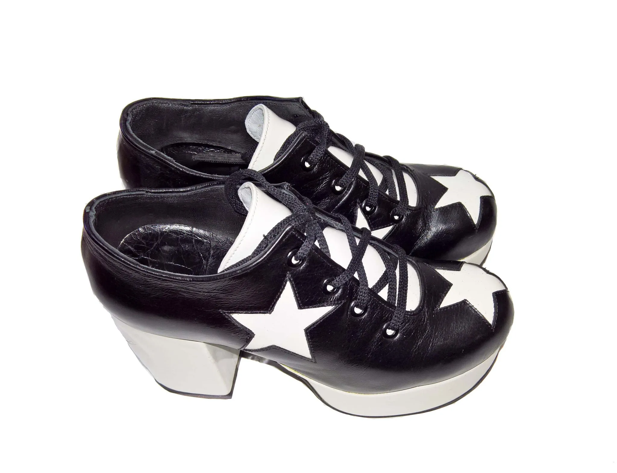 STARDUST Platform Shoes - Black with White Stars