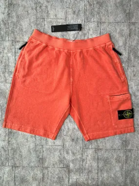 STONE ISLAND MALFILE’ FLEECE, GARMENT DYED ‘OLD’ EFFECT SHORTS