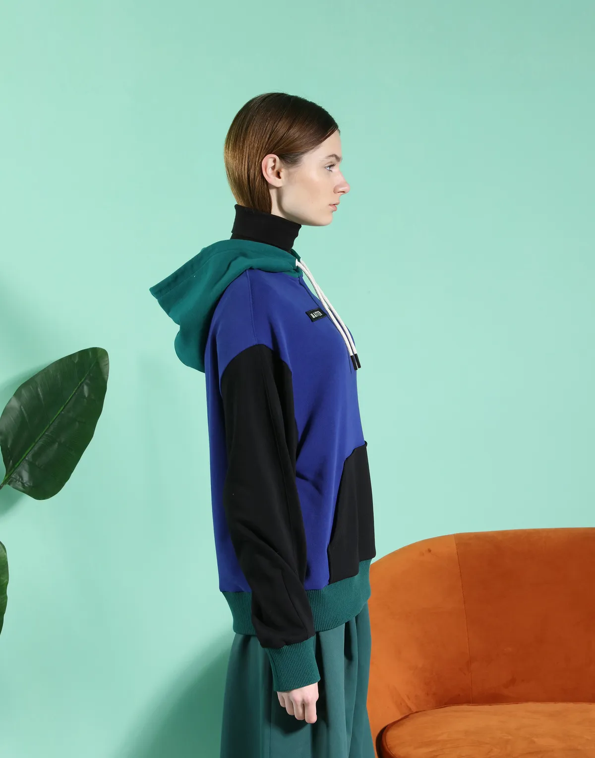 Subdue Colour-block Hoodies - Electric Blue