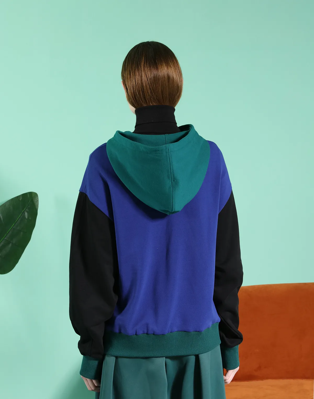 Subdue Colour-block Hoodies - Electric Blue