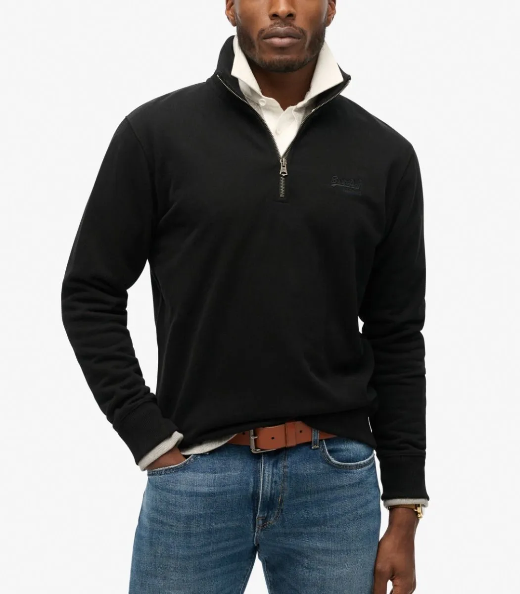 Superdry Essential Logo Henley 1/4 Zip Sweatshirts Black