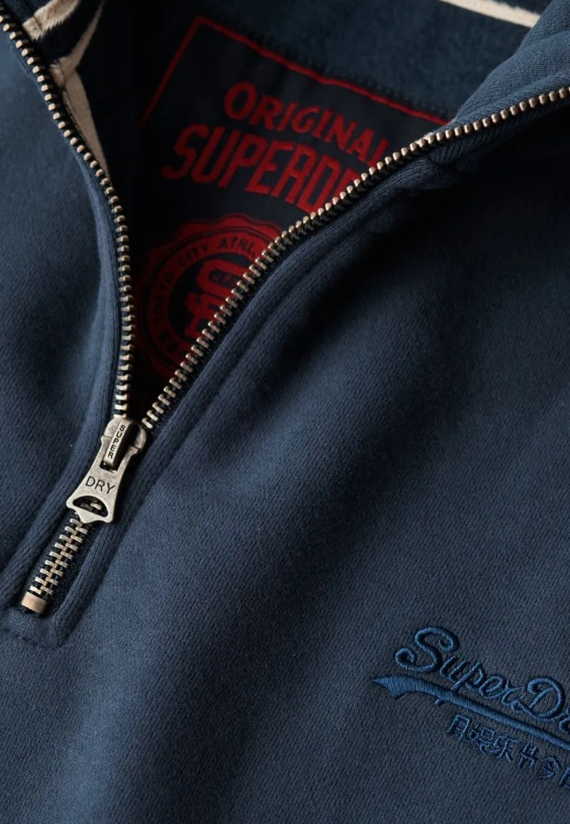 Superdry Essential Logo Henley 1/4 Zip Sweatshirts Lauren Navy