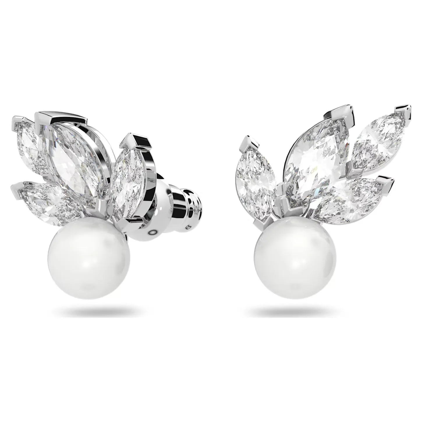 Swarovski Louison Pearl Stud Earrings White, Rhodium plated -5627346