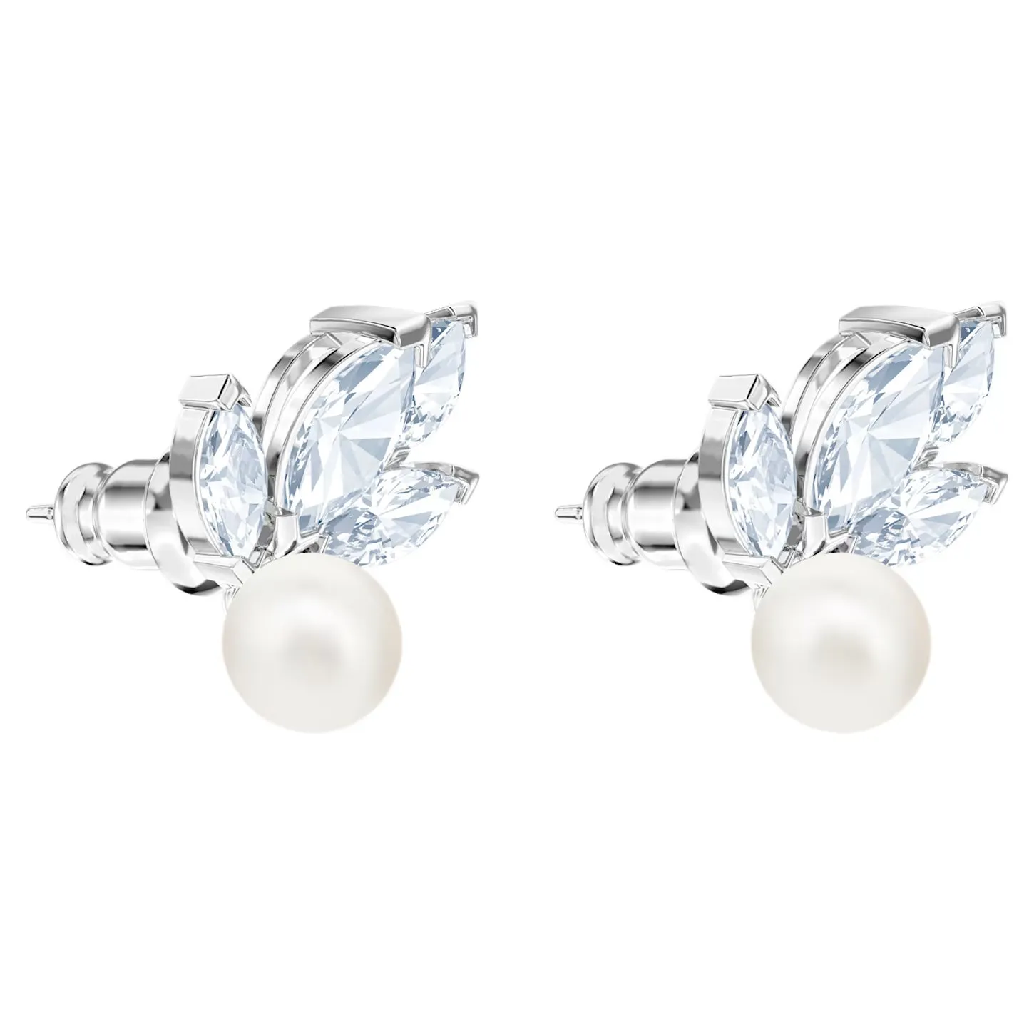 Swarovski Louison Pearl Stud Earrings White, Rhodium plated -5627346